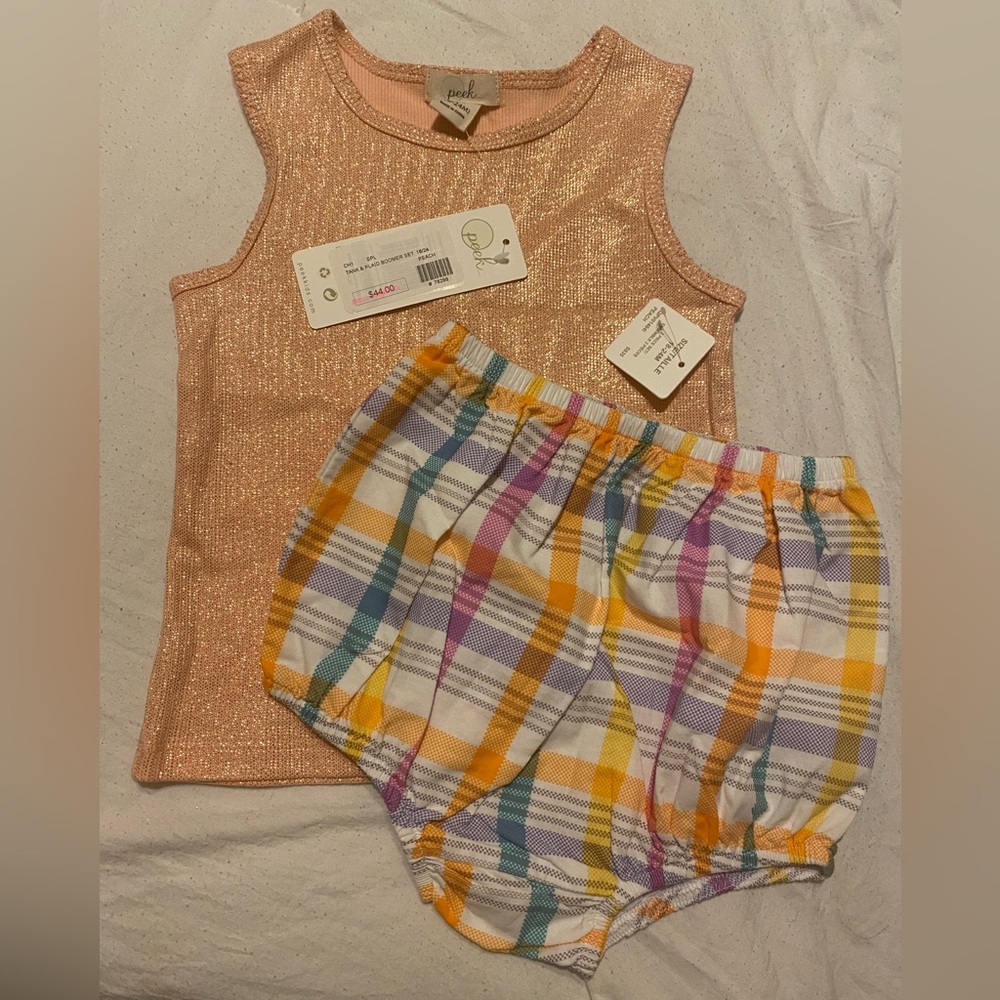 NWT Peek Tank & Plaid Bloomer Set